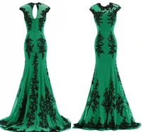 2020 elegant long evening dresses sexy green chiffon open back appliques prom party runway cheap red carpet celebrity gowns