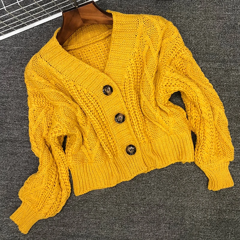 Осенне-зимний женский вязаный кардиган короткий топы шикарный студенческий