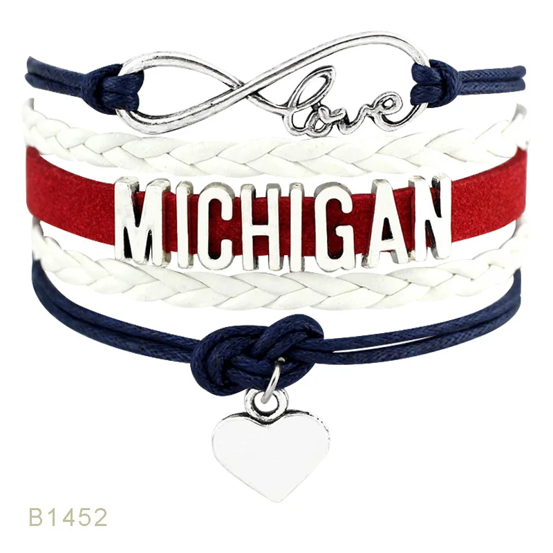 Мужские и женские кожаные браслеты золотистые американские штат Флорида мичис