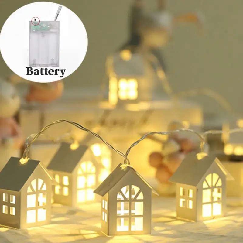 AA battery Рождественская елка рождественский светильник ing светодиодный деревянный дом струнный светильник праздник 2 м 10 светодиодный s струнная лампа Свадебная вечеринка Сказочный светильник s Новинка лампа - Испускаемый цвет: AA battery