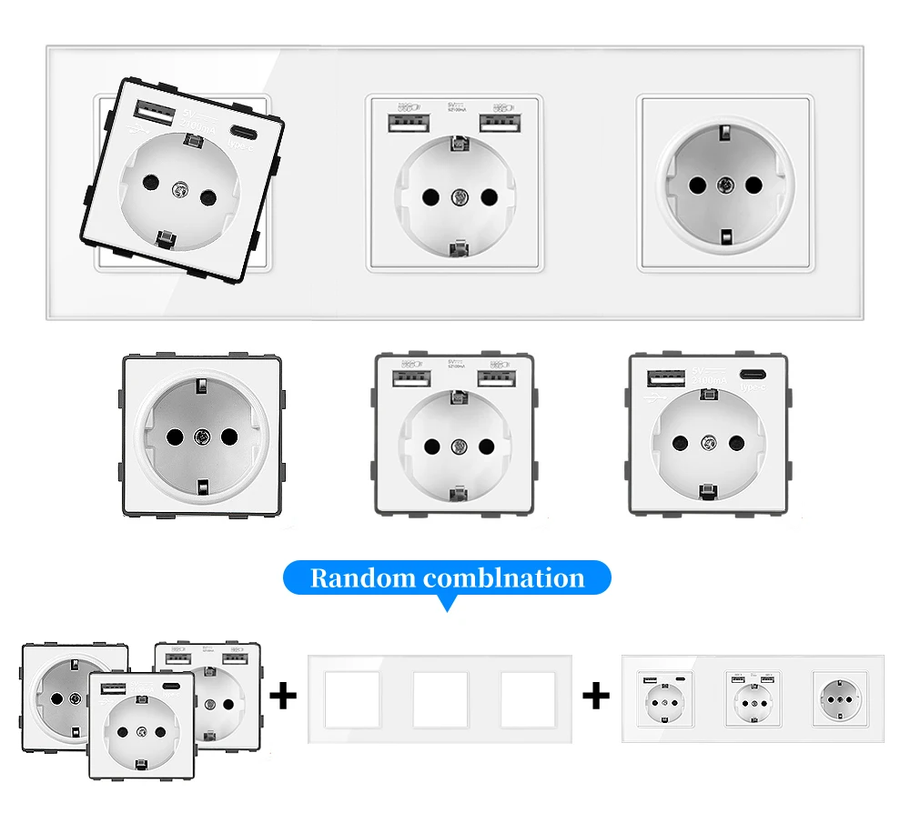 UBARO белая розетка USB 5 в 2100 мА RJ45 /RJ11/TV /HDMI Индукционная Светодиодная лампа для ног