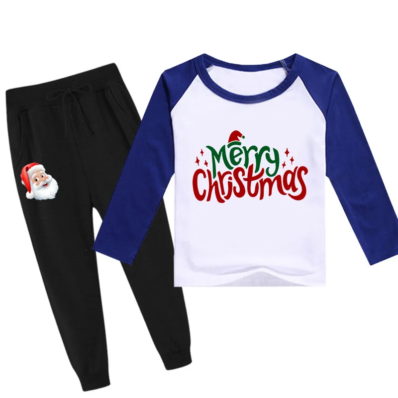 

New Kids Pajamas Children Sleepwear Baby Underwear Sets Boys Girls Christmas Cotton Nightwear Tops+Pant Spring Autumn sets