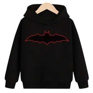 Толстовка с капюшоном для мальчиков, свитшот для маленьких девочек, детские топы, осенняя одежда с принтом летучая мышь, одежда, Весенняя черная Новая мода, 2021 пальто
