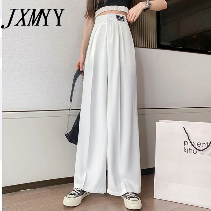

JXMYY 2021 New Summer Fashion High Waist Slimming Suit Pants Full Of Drape With Standard Net Red Wide-Leg Pants Women