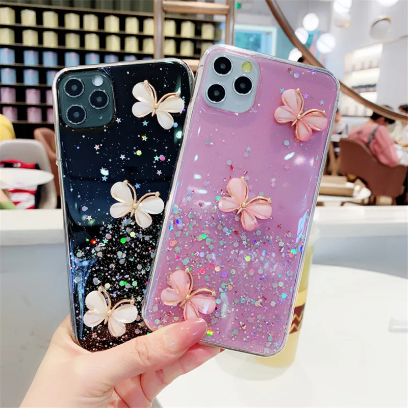 glitter bling 3d butterfly phone case for huawei p30 pro p10 p9 p20 p40 lite cover y9s y5p y6p y5 2018 y6 y7 y9 2019 p smart z free global shipping