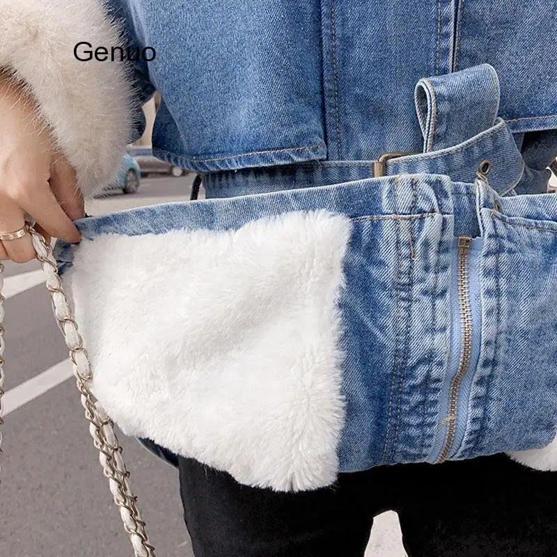 Парка из лисьего меха зимняя джинсовая ветровка куртка длинное пальто с