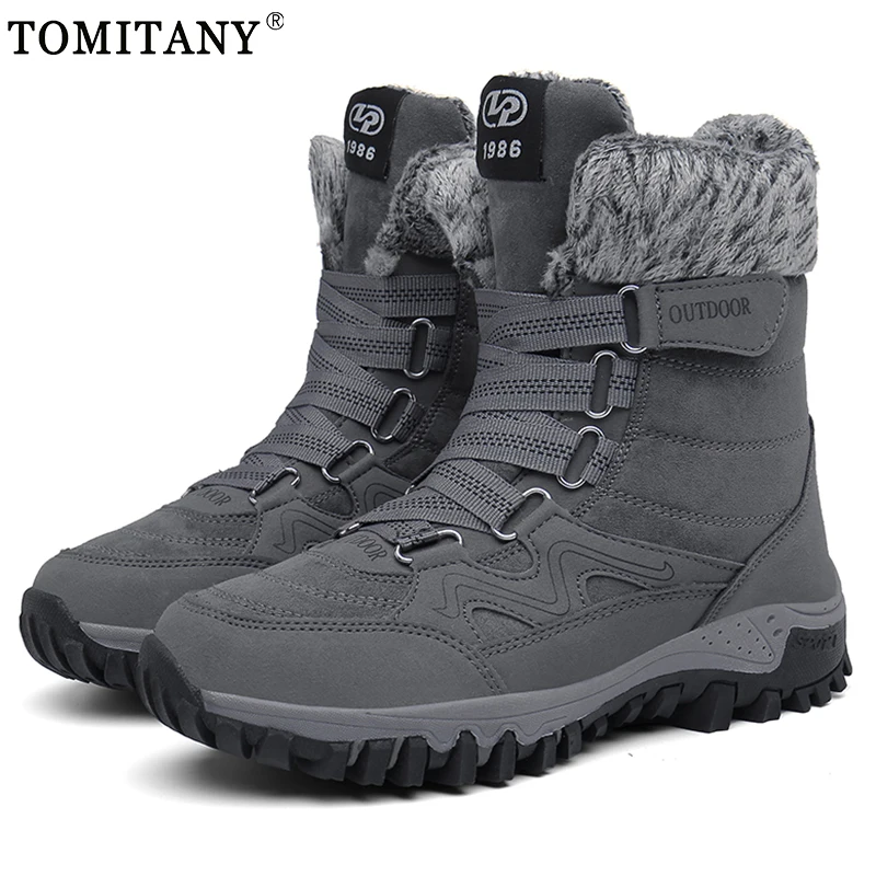 Brand Men Plush Snow Boots Winter Outdoor Warm High Quality Waterproof Hiking Boots Women Couples Non-slip Waterproof Work Shoes