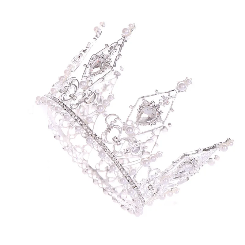 Baroque Gold Silver Crystal Pearl Tiara Crown Bridal Hair Accessories Brides Tiaras Wedding Headpiece Princess Queen Diadem | Свадьбы и