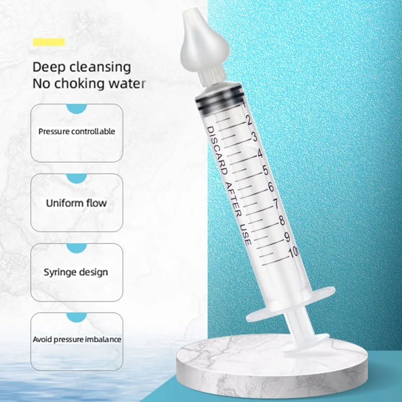 Tubo de aguja para limpieza de Nariz de beb&eacute;, aspirador Nasal para cuidado de beb&eacute;, limpiador, rinitis Nasal, 10ML, 2 uds.-3