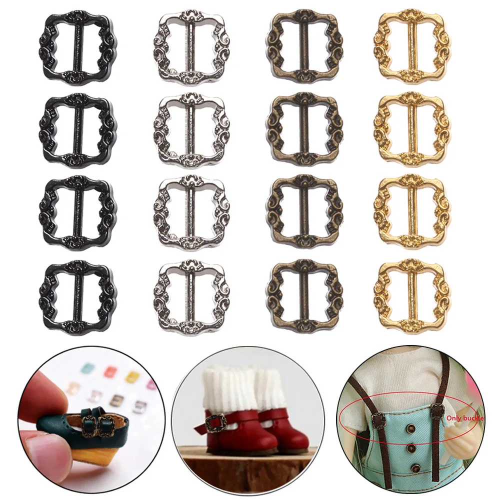 

20 Pcs 6*6mm DIY Dolls Mini Button Multi-size Ultra-small Tri-glide Belt Buckles Doll Bag Buckle Shoes Clothes Accessories