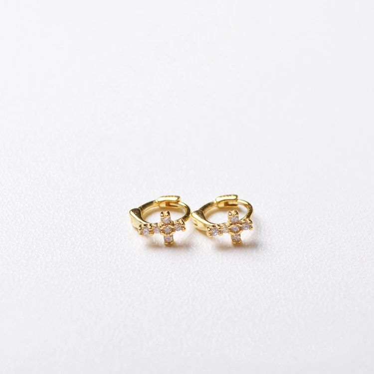 1 pair gold 7mm Серьги из стерлингового серебра 925 пробы, модные серьги из циркона, крест, кость, Пряжка для ушей, милые дикие тренды, дикие женские ювелирные украшения для ушей - Окраска металла: 1 pair gold 7mm