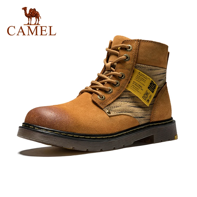Походные ботинки из коровьей кожи CAMEL мужские с высоким верхом противоскользящие