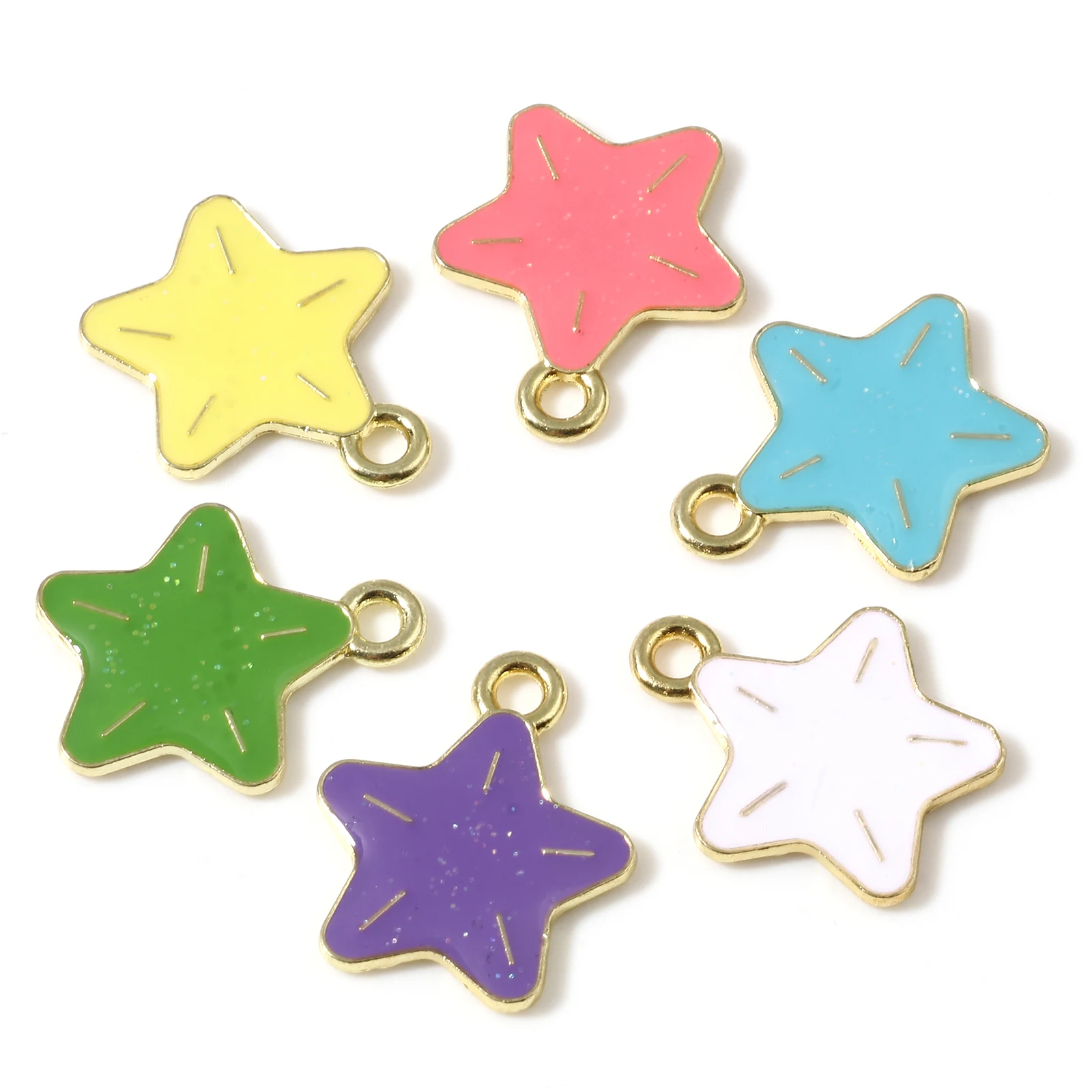 

20 PCs Cartoon Star Charms Pendant For Jewelry Making Cute Starring Enamel Earrings Necklace DIY Accessories Fashion Party Gifts