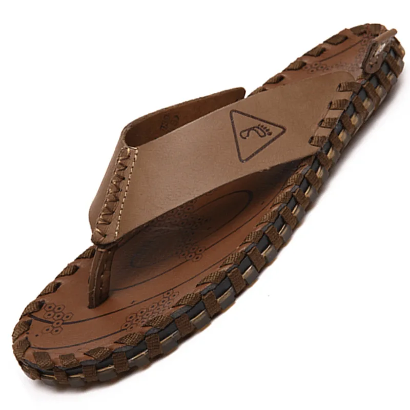 Вьетнамки мужские летние шлепанцы из натуральной кожи нескользящие