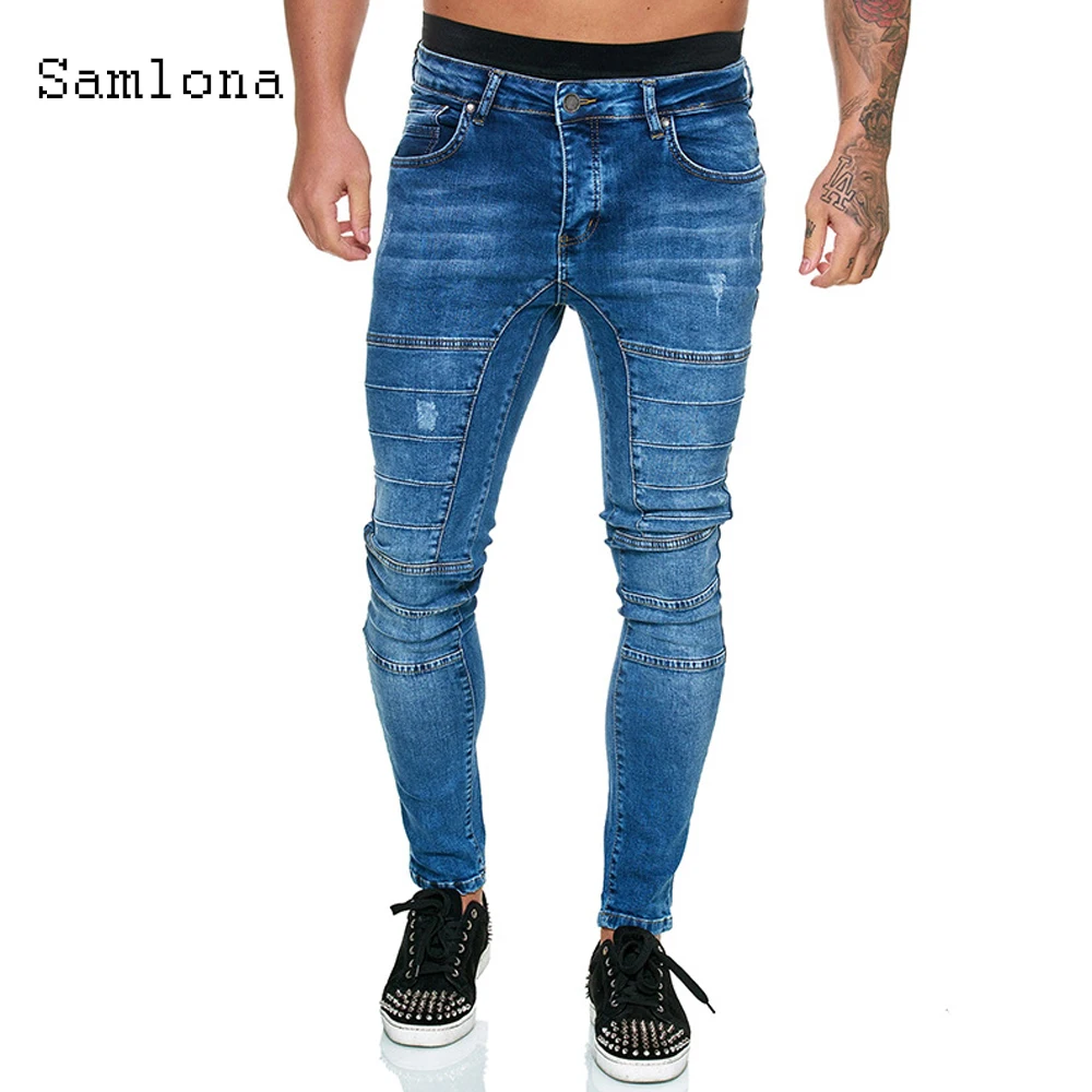 Plus size Men Sexy Jeans Denim Pants Casual Pantalon Mens Clothes Fashion 2021 European and American style Blue Black Trousers