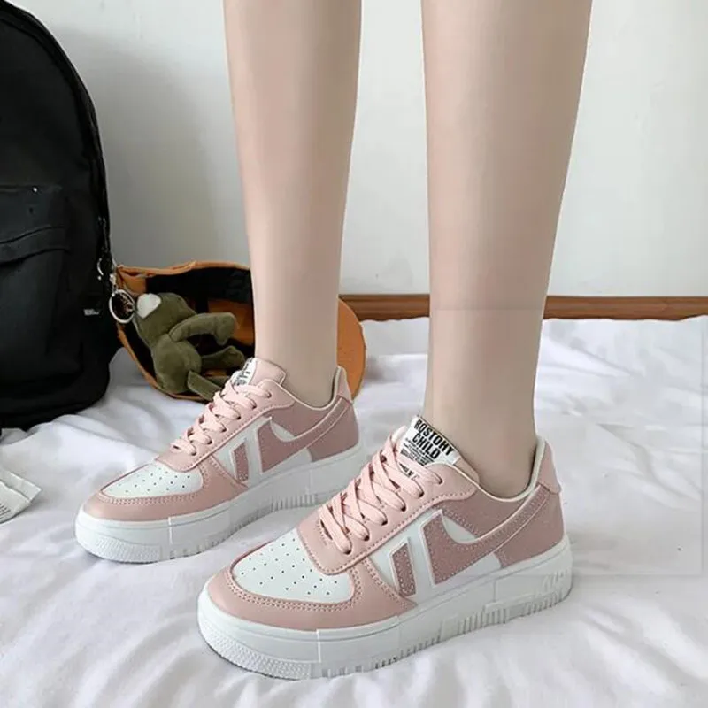 

Кроссовки женские из экокожи, Классическая обувь на платформе, на шнуровке, повседневные, весенне-осенний сезон