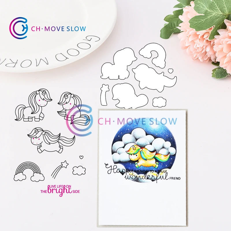 CH сказка единороги вырезанные штампы и Сделай Сам Скрапбукинг карточка трафарет