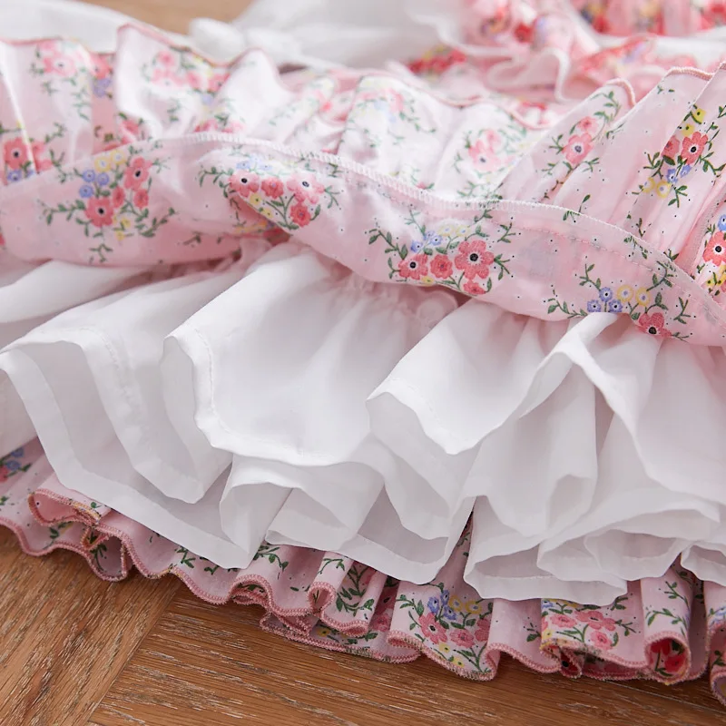 Летняя детская одежда для девочек испанские цветочные платья малышей Lotia Frocks