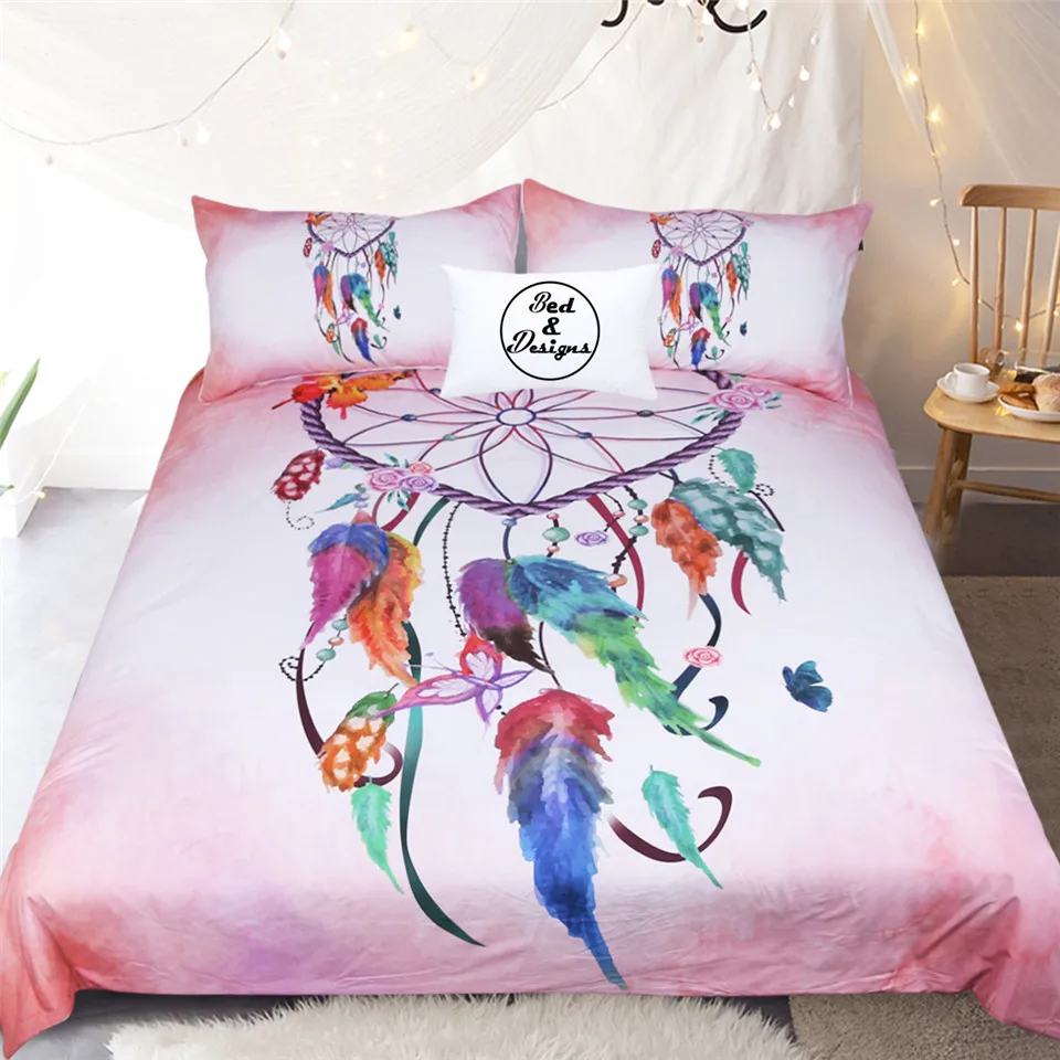 

Dreamcatcher Pink Bedding Set Bedroom Decor Girls Boys Gift Quilt Duvet Comforter Cover 2/3 Pieces Bedspread with Pillowcases