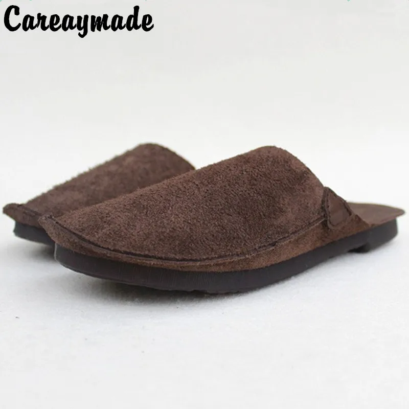 Женские тапочки Careaymade из 100% натуральной кожи без застежки Дамская обувь на