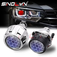 sinolyn bi xenon projector lenses led rgb devil eyes 2 5 honeycomb lens h4 h7 headlight for car lenses lights accessories tuning