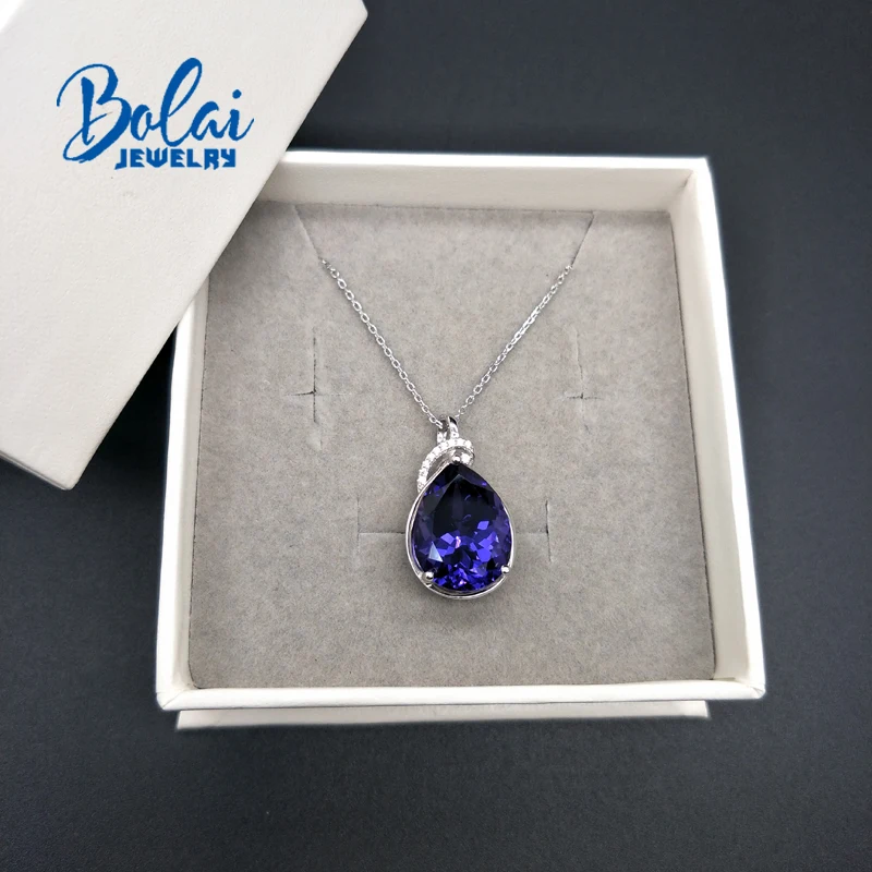 Bolaijewelry, серебряный 925 кулон нано Танзанийская груша 12*16 мм, созданная Капля воды дизайн ювелирных изделий для девочек партии или повседневной одежды