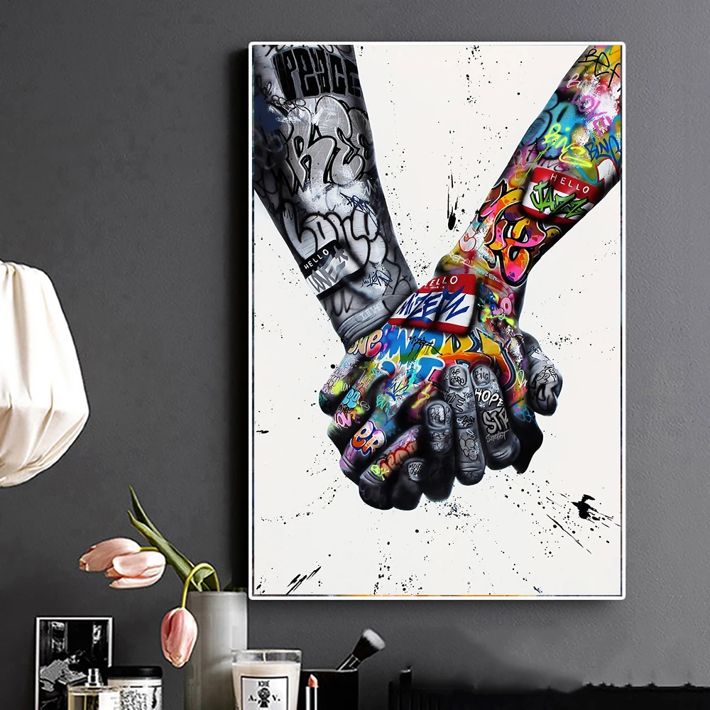 Абстрактные граффити черная и красочная рука Божия уличное искусство украшение
