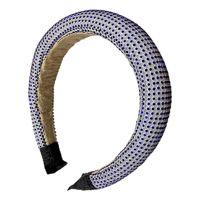 

Women Sponge Padded Headband Glitter Colorful Rhinestone Party Wide Hair Hoop