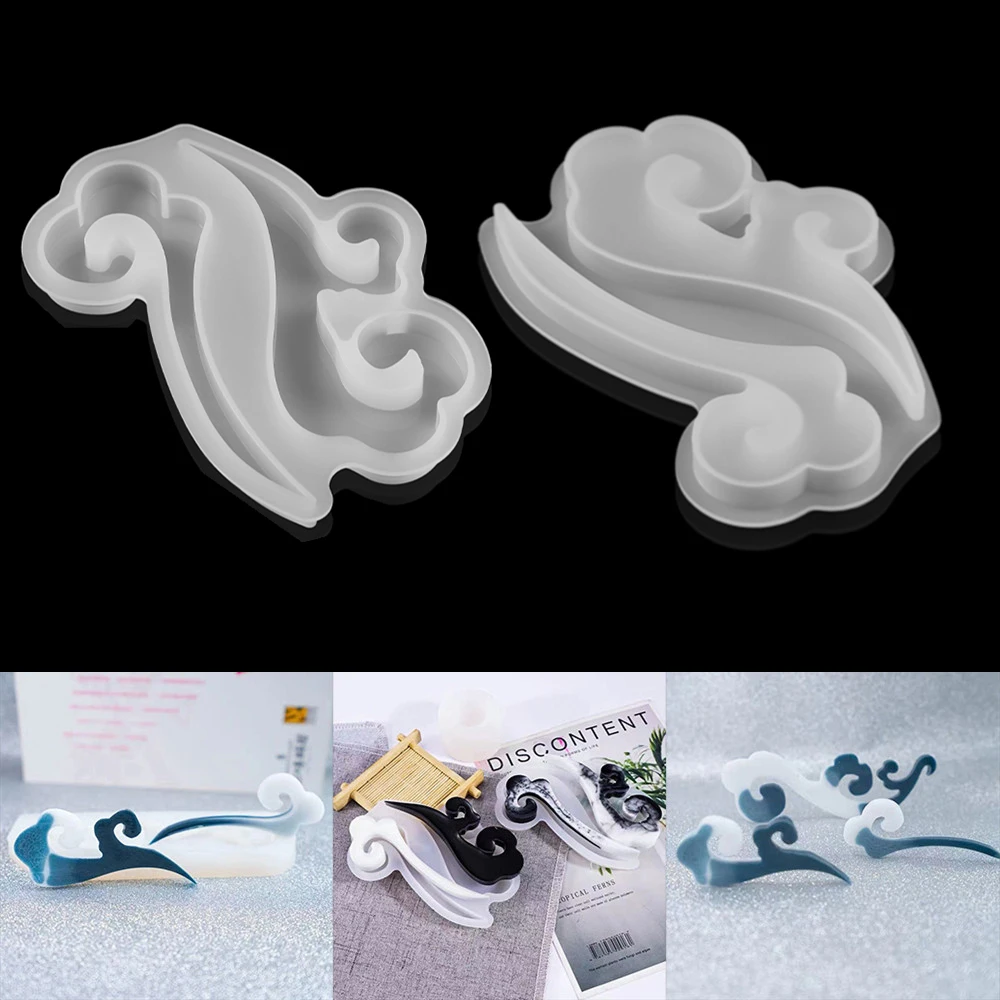 

1Pcs Cloud Shape Silicone Molds Waves Pendants Epoxy Resin Casting Mold for DIY Home Decoration Jewelry Making Candle Tool