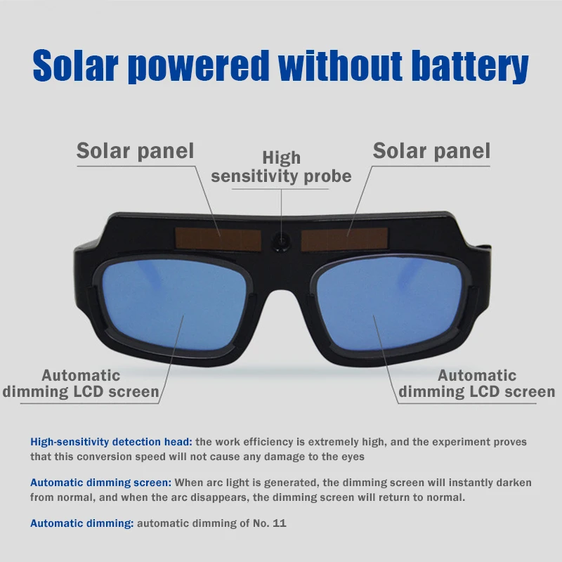 

Solar Automatic Dimming Welding Glasses Anti Glare Goggles Are Suitable For gas Cutting And Welding Welder Eyes Glasses 1 Pcs
