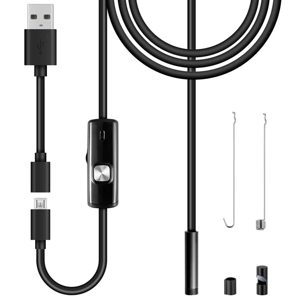 USB эндоскоп камера IP67 Инспекционная 480P бороскоп 5 мм Гибкая для смартфон Android PC