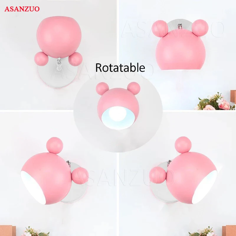 Регулируемые Настенные светильники в виде мыши Макарон для спальни украшение