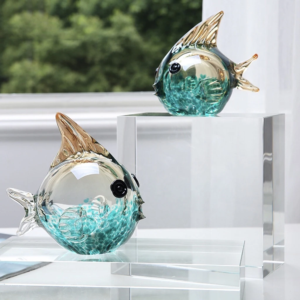 

1x Bubble Ball Glass Fish Figurine Aquarium Charm Hand Blown Art Sea Animals Collectible Birthday Gift Home Decor