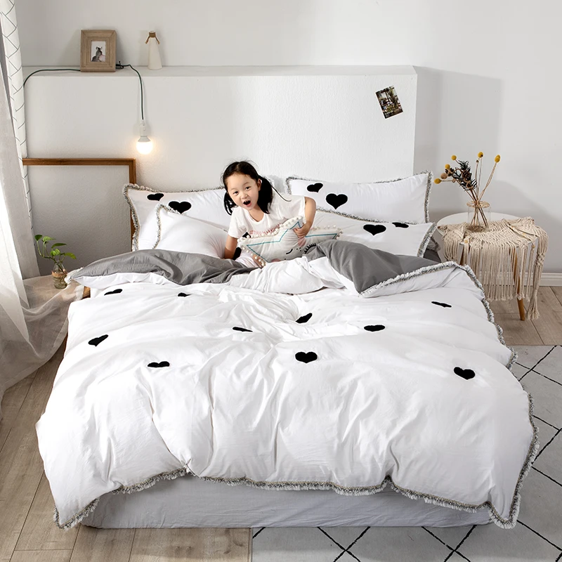 

3/4 шт., простыня из промытого хлопка в современном стиле