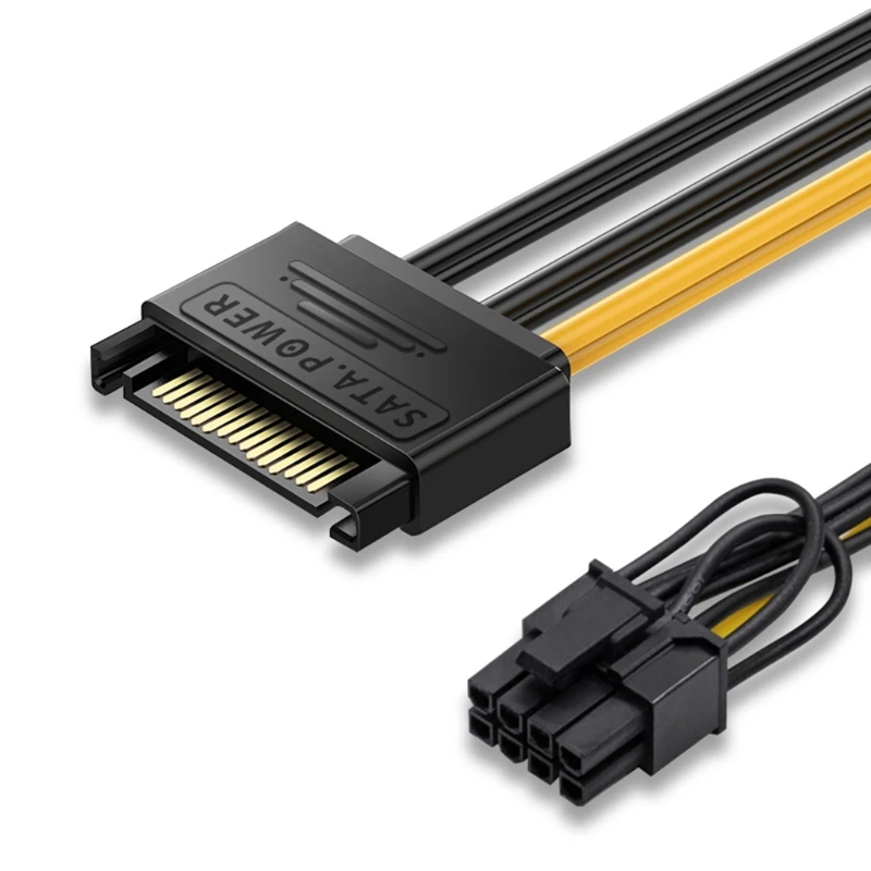 

H7JA Upgrade SATA15-Pin to 8Pin(6+2Pin) PCI Express Card Power Cable Adapter Black+Yellow