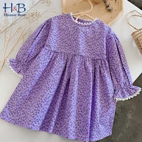 humor bear girls dresses new spring autumn flare sleeve floarl printed loose casual toddler kids princess dress
