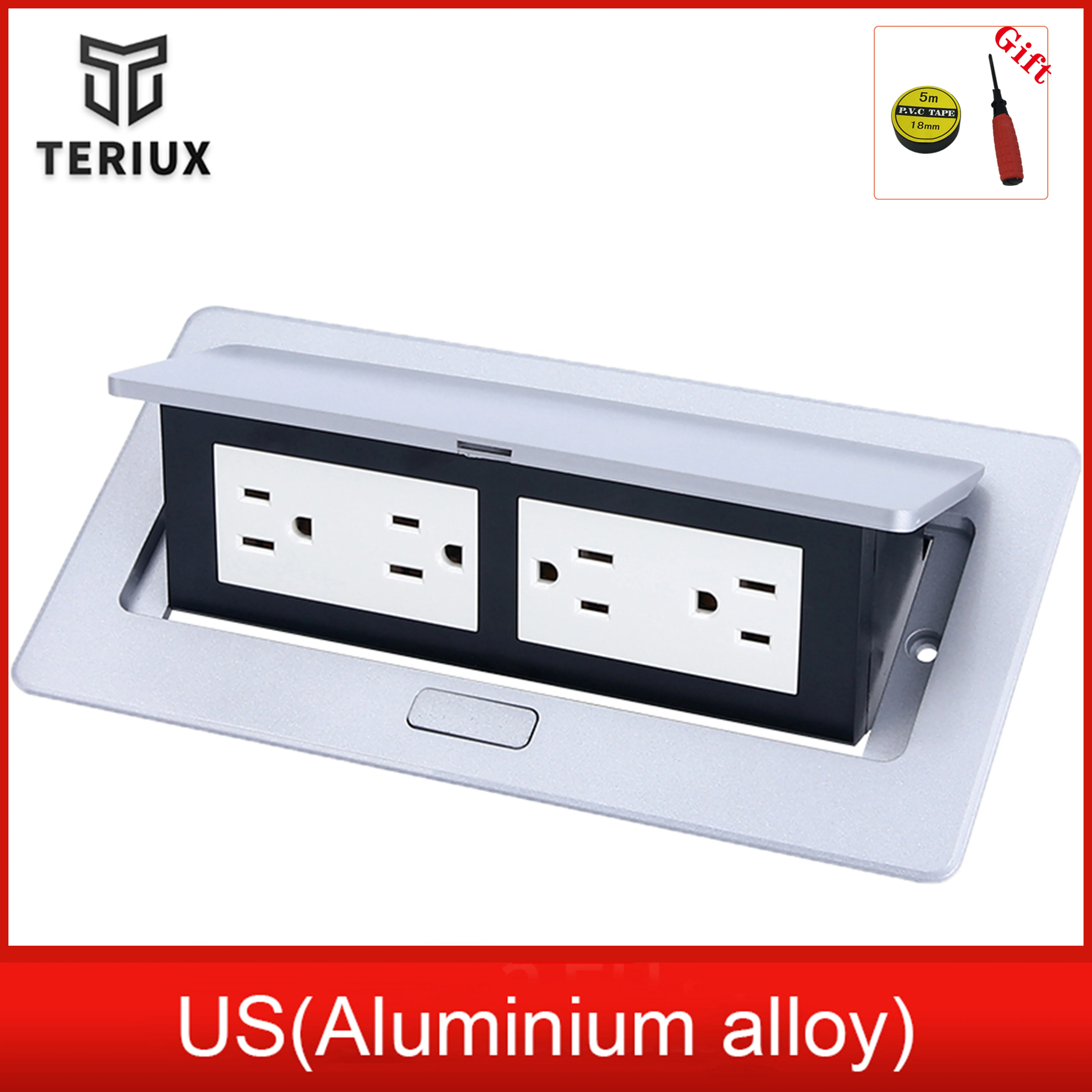 Table socket Aluminium alloy floor outlet pop up floor socket desktop socket box built-in socket