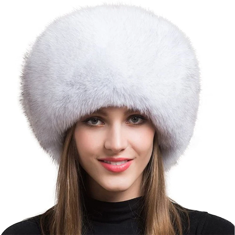 Шапка женская из лисьего меха зимняя утепленная для защиты ушей - купить по