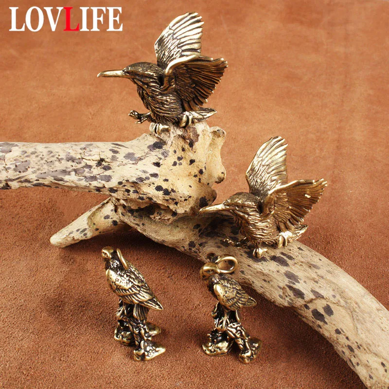 Винтажный латунный брелок для ключей в виде птицы орела подвеска дятла ювелирное