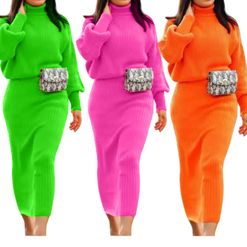 2019 осень зима женский свитер комплект из 2 предметов Женский пуловер платье