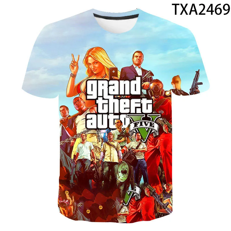 Футболка для мальчиков и девочек с принтом Grand Theft Auto Game Gta 4/5 летняя новая футболка