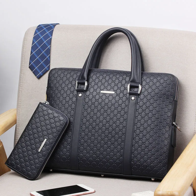 

2021 Men's Business Briefcase New Fashion Shoulder Bag Double Layers Laptop Bag Large Capacity Male Handbag Travel Bag 2pcs
