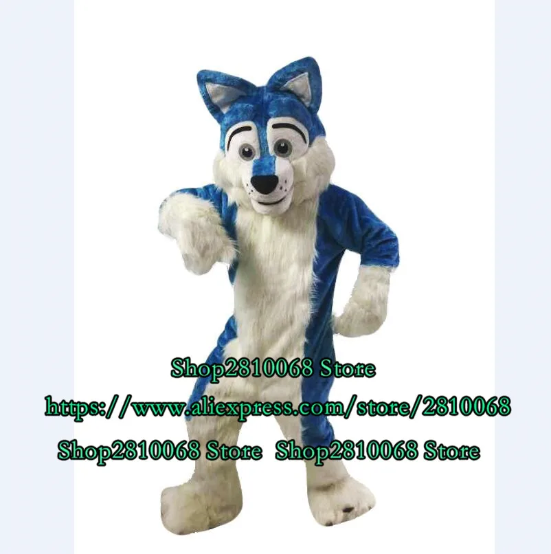 Костюм-талисман синего цвета Длинная кожаная куртка мультяшный костюм для