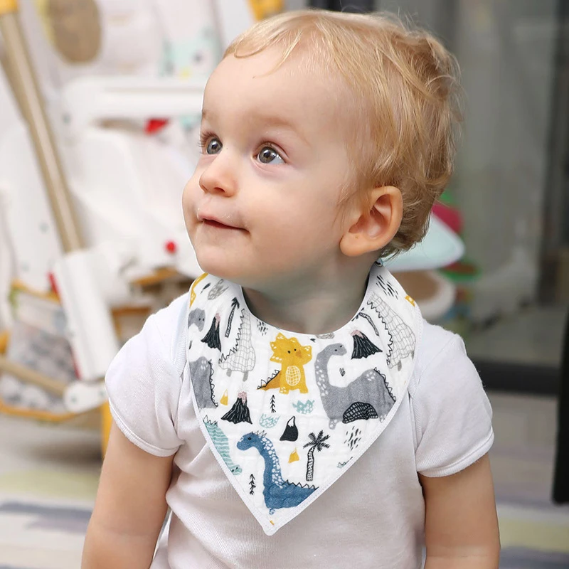 

Детский хлопковый марлевый треугольный шарф слюнявчик для новорожденных с рисунком из мультфильма водонепроницаемый нагрудник мягкие и у...