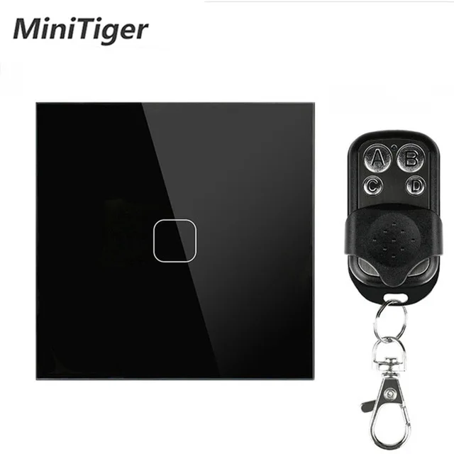 Сенсорный выключатель Minitiger 1/2 клавиши 1 канал прозрачная стеклянная панель