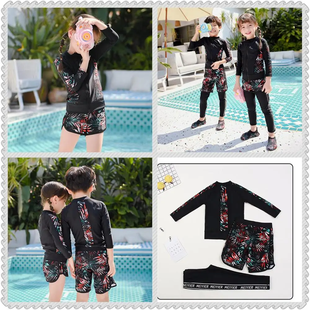 2022 MEIYIER Long sleeve swimsuit korean baby kids full body swimwear uv protection gilrs/boys beachwear bathing suit | Спорт и