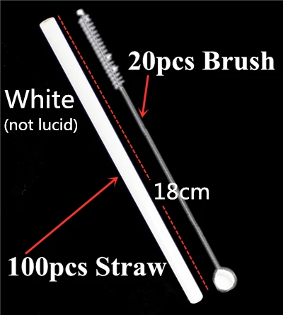 100 straw - 20 brush 100 шт многоразовые стаканы для питья 18 см х 8 мм для смузи, чая, сока- 10 упаковок с 20 щетками для чистки - Цвет: 100 straw - 20 brush