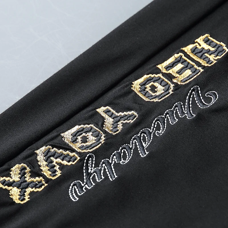 

2021 Eagle Letter Embroidery Men Pants Black Sports Trousers Thin Section Ribbon Personality Casual Joggers Man Ropa Para Hombre