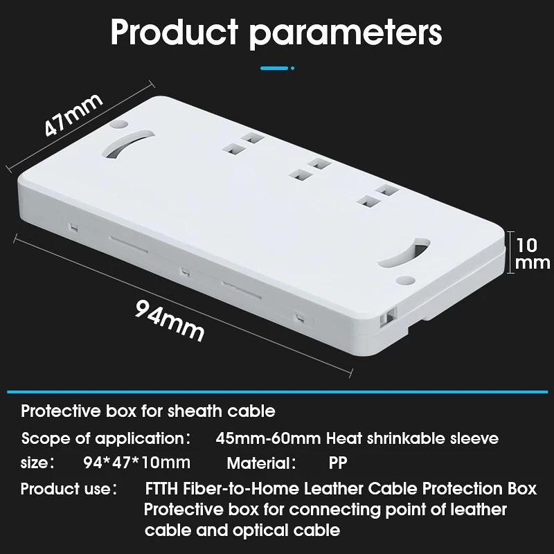 10/30/50Pcs Optical Fiber Protection Box Drop Cable Protection Box Heat Shrink Tubing to Protect Fiber Splice Tray 2 Into 2 Out