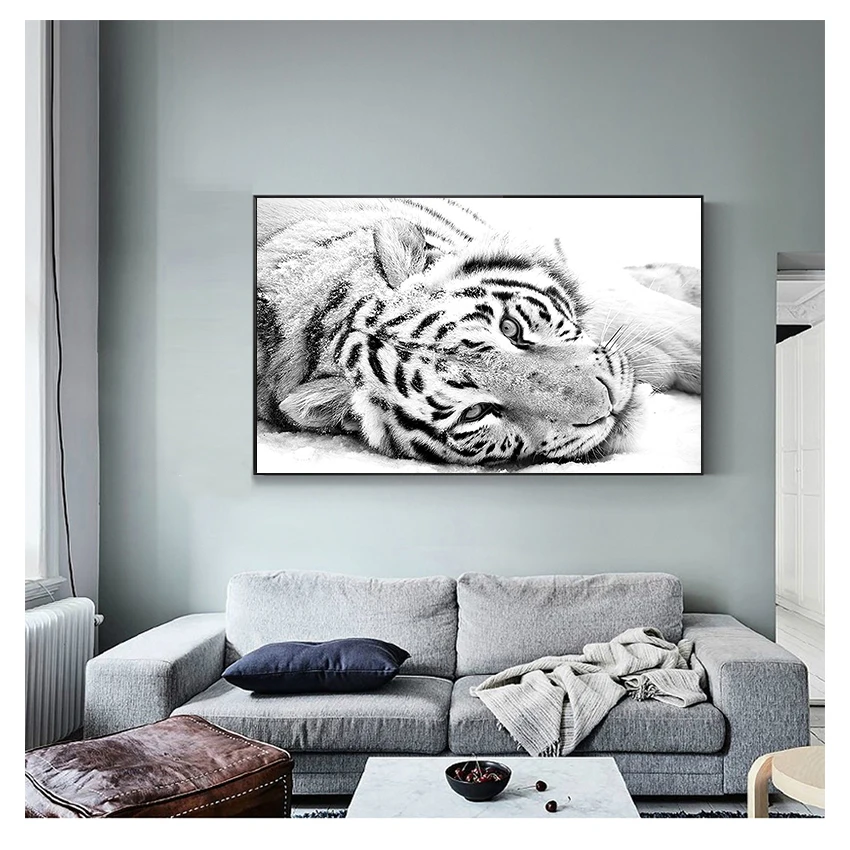 

and Print Canvas Wall Art Picture Nordic Style Painting Modern Home Living Room Decoration Snow White Tiger Animal Poster